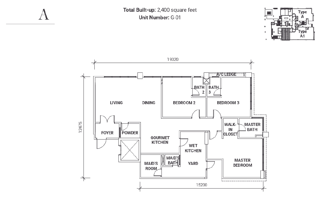 18 Madge Onsen Suite Type A · 2,400 sf · Unit G-01 floor plan