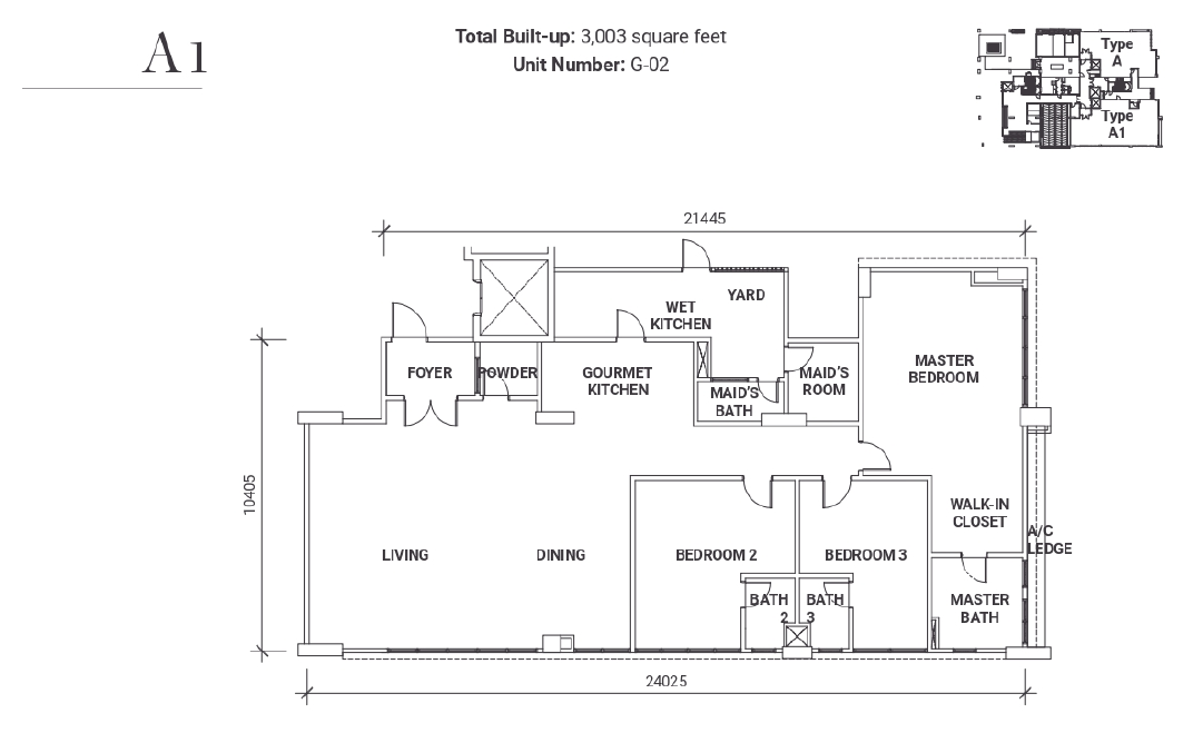 18 Madge Onsen Suite Type A1 · 3,003 sf · Unit G-02 floor plan