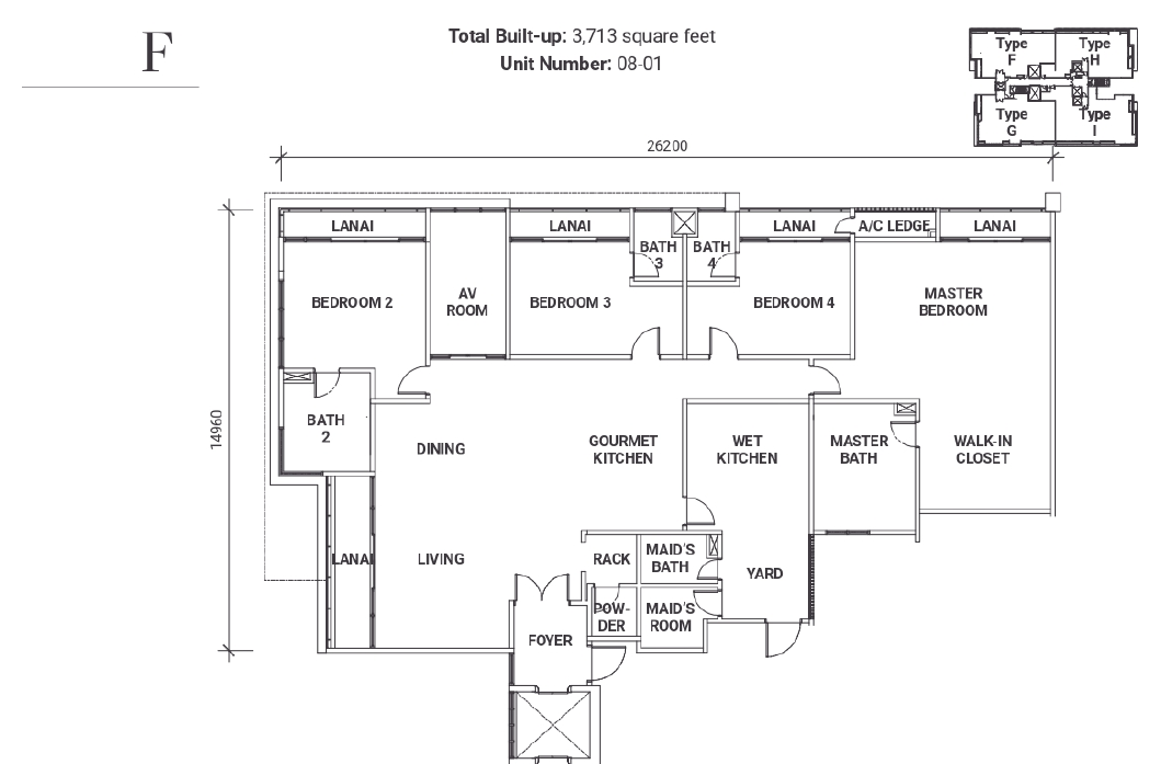 18 Madge Onsen Suite Type F · 3,713 sf · Unit 08-01 floor plan