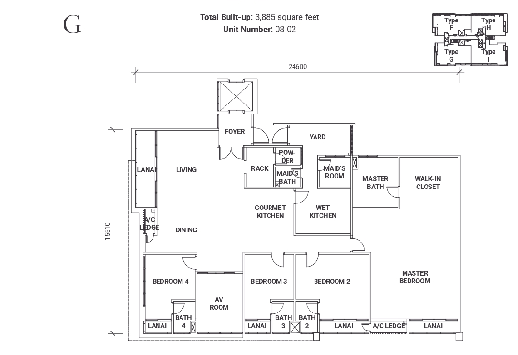 18 Madge Onsen Suite Type G · 3,885 sf · Unit 08-02 floor plan