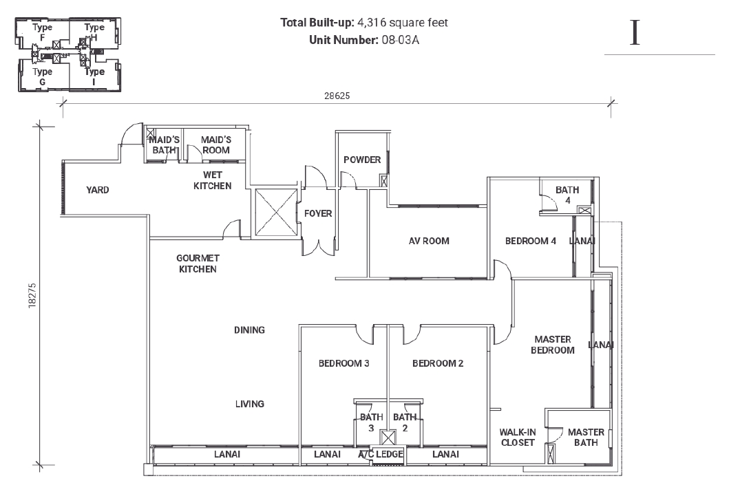 18 Madge Onsen Suite Type I · 4,316 sf · Unit 08-03A floor plan