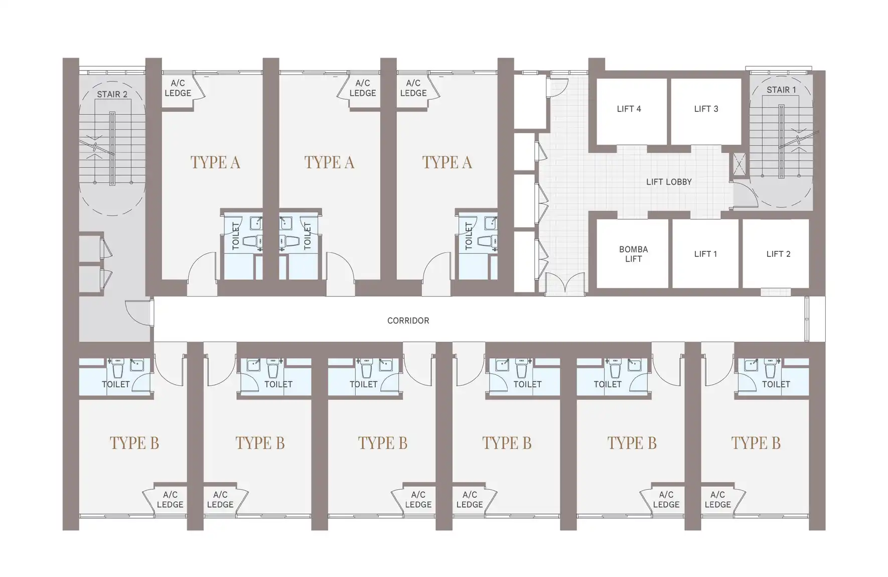Armani Prestige Floor Plan - Levels 16-23 / 25-43 / 45-55 floor plan