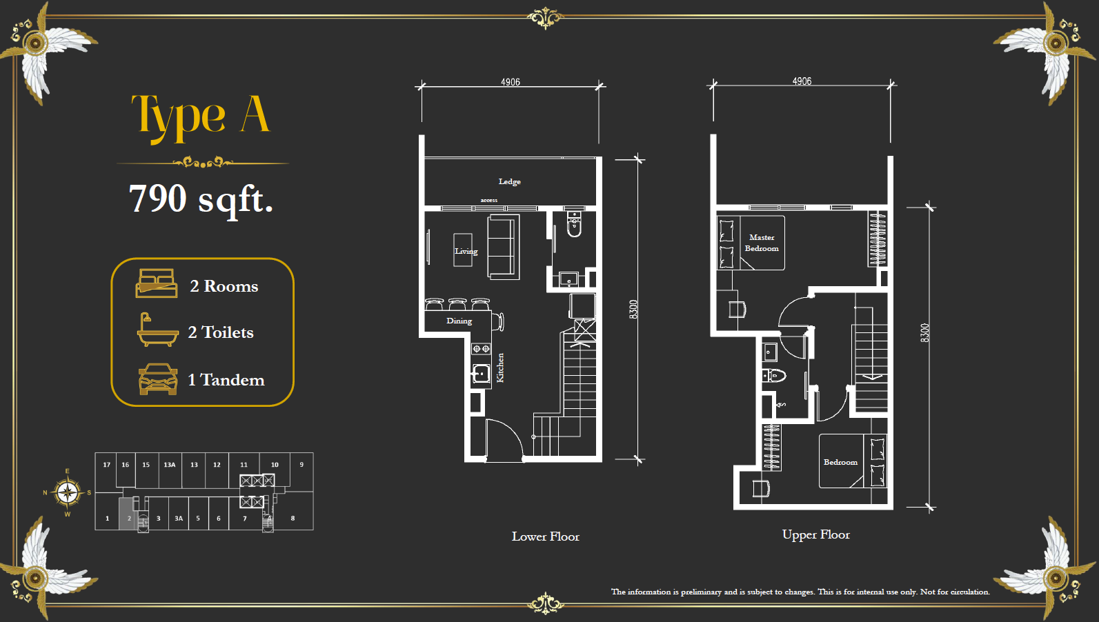 Arte Solaris Type A · 790 sf floor plan