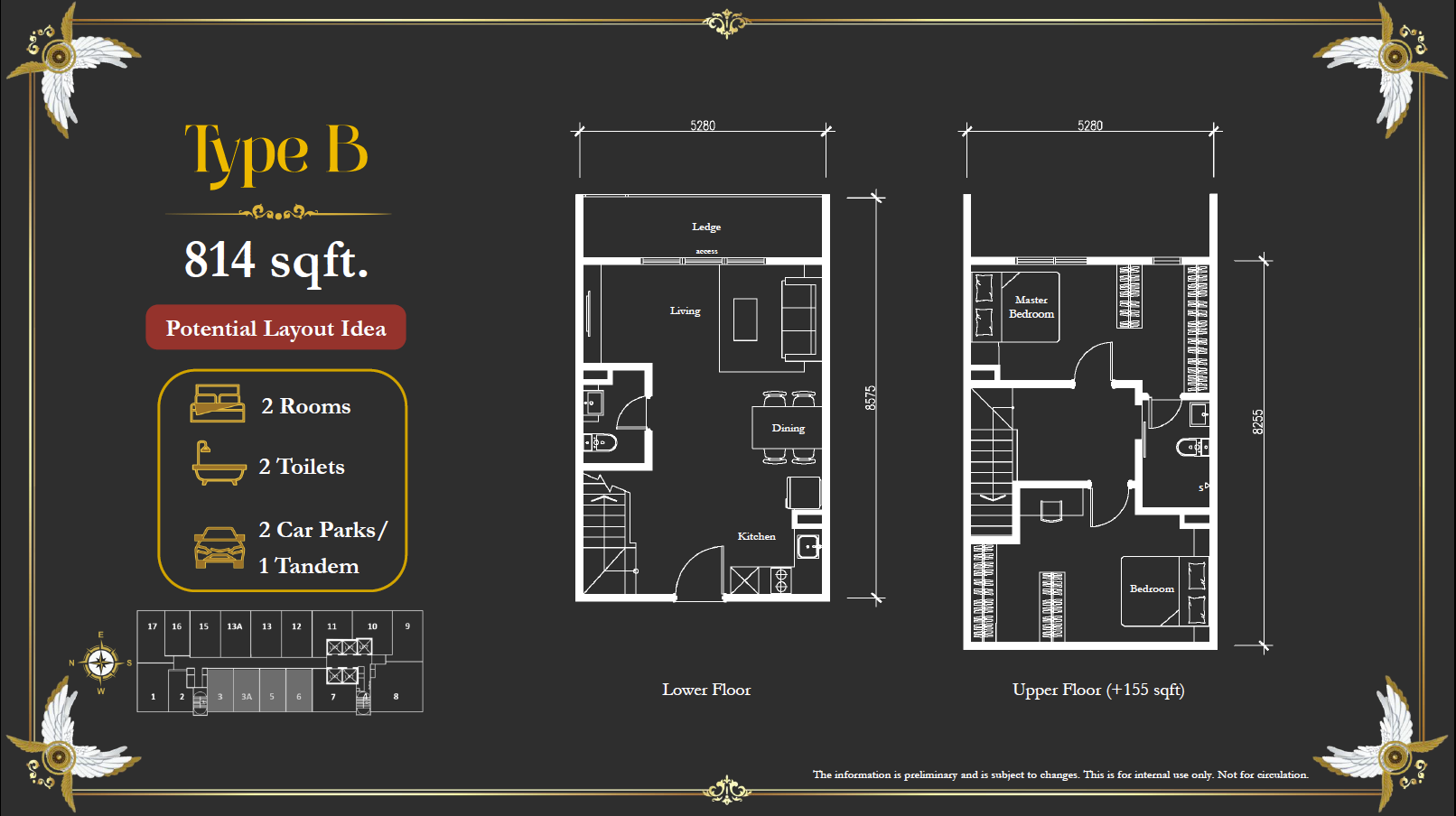 Arte Solaris Type B · 814 sf (Furnished Layout Idea) floor plan