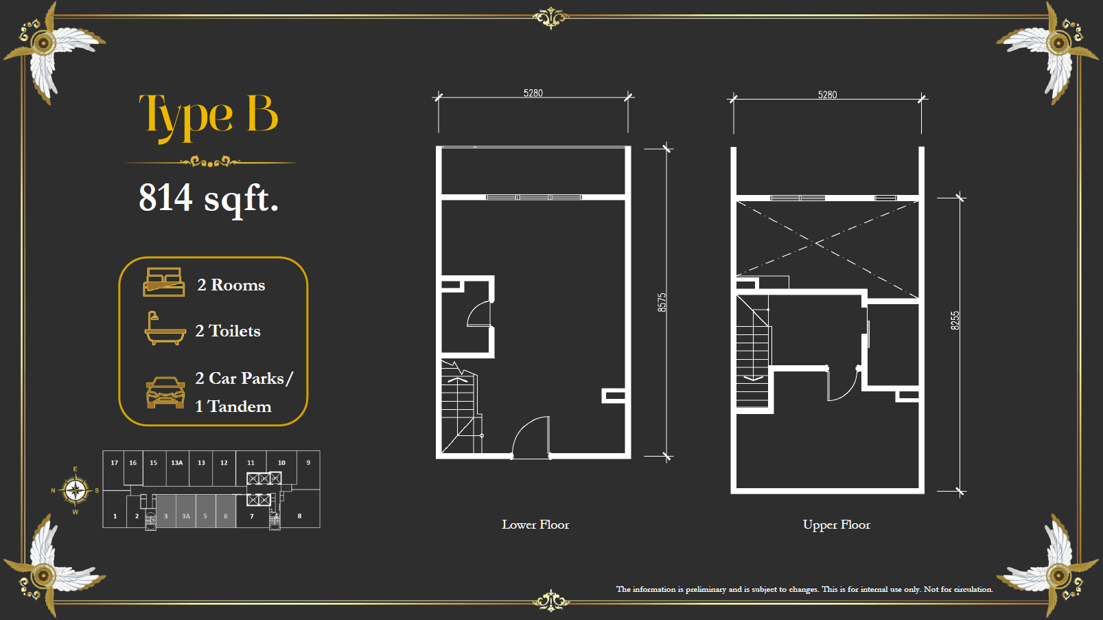 Arte Solaris Type B · 814 sf floor plan