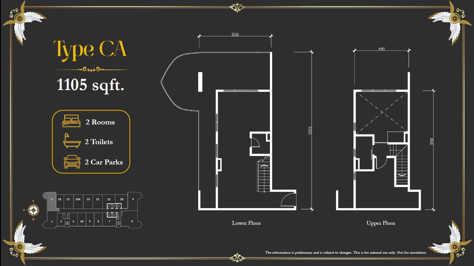 Arte Solaris Type CA · 1,105 sf floor plan