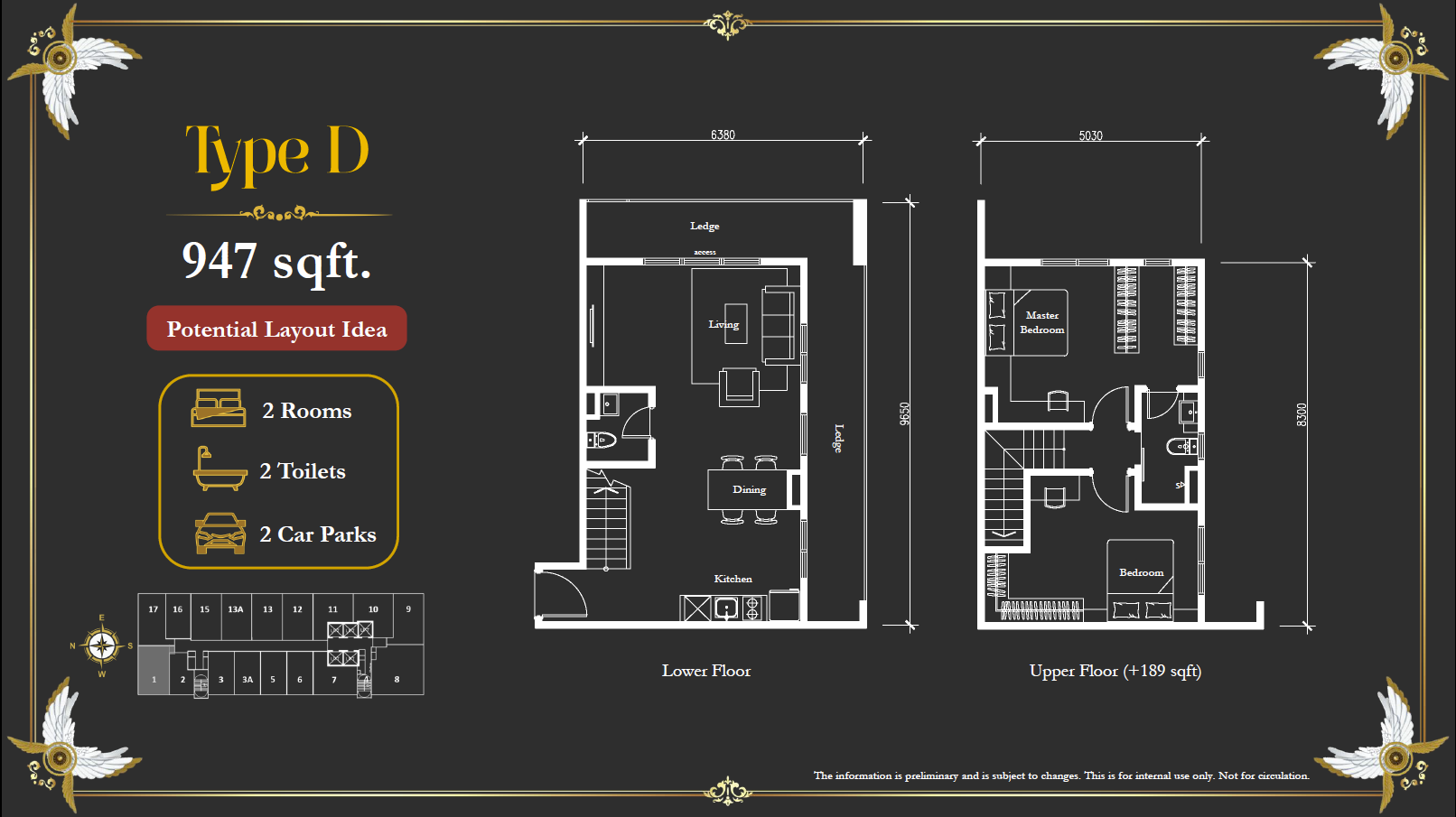 Arte Solaris Type D · 947 sf (Furnished Layout Idea) floor plan