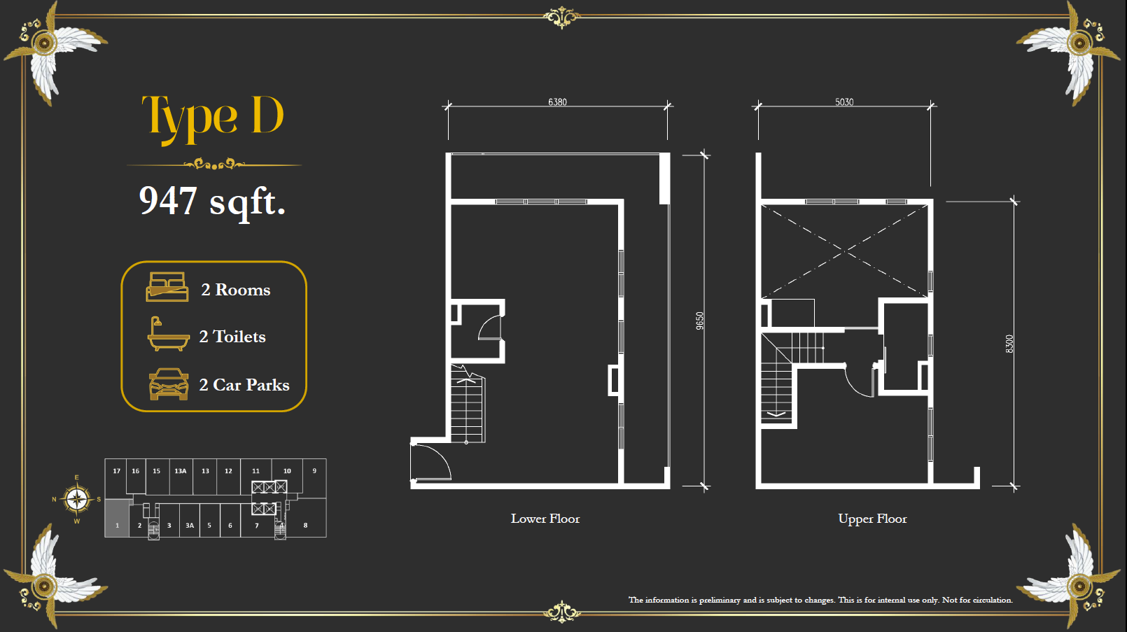 Arte Solaris Type D · 947 sf floor plan