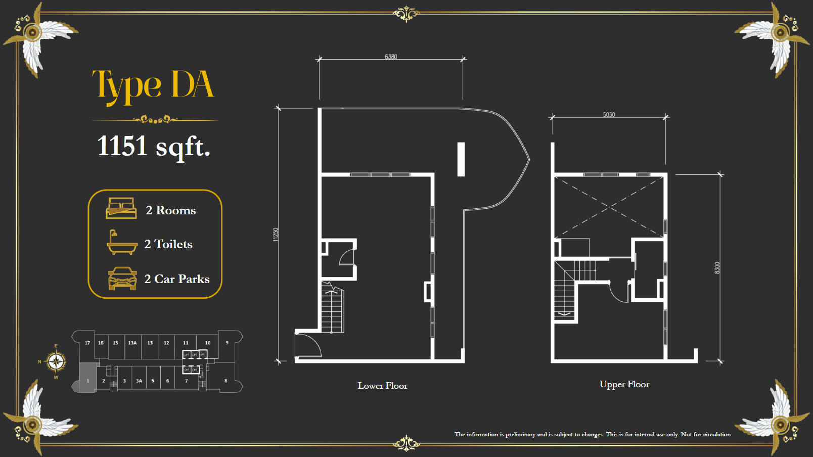 Arte Solaris Type DA · 1,151 sf floor plan