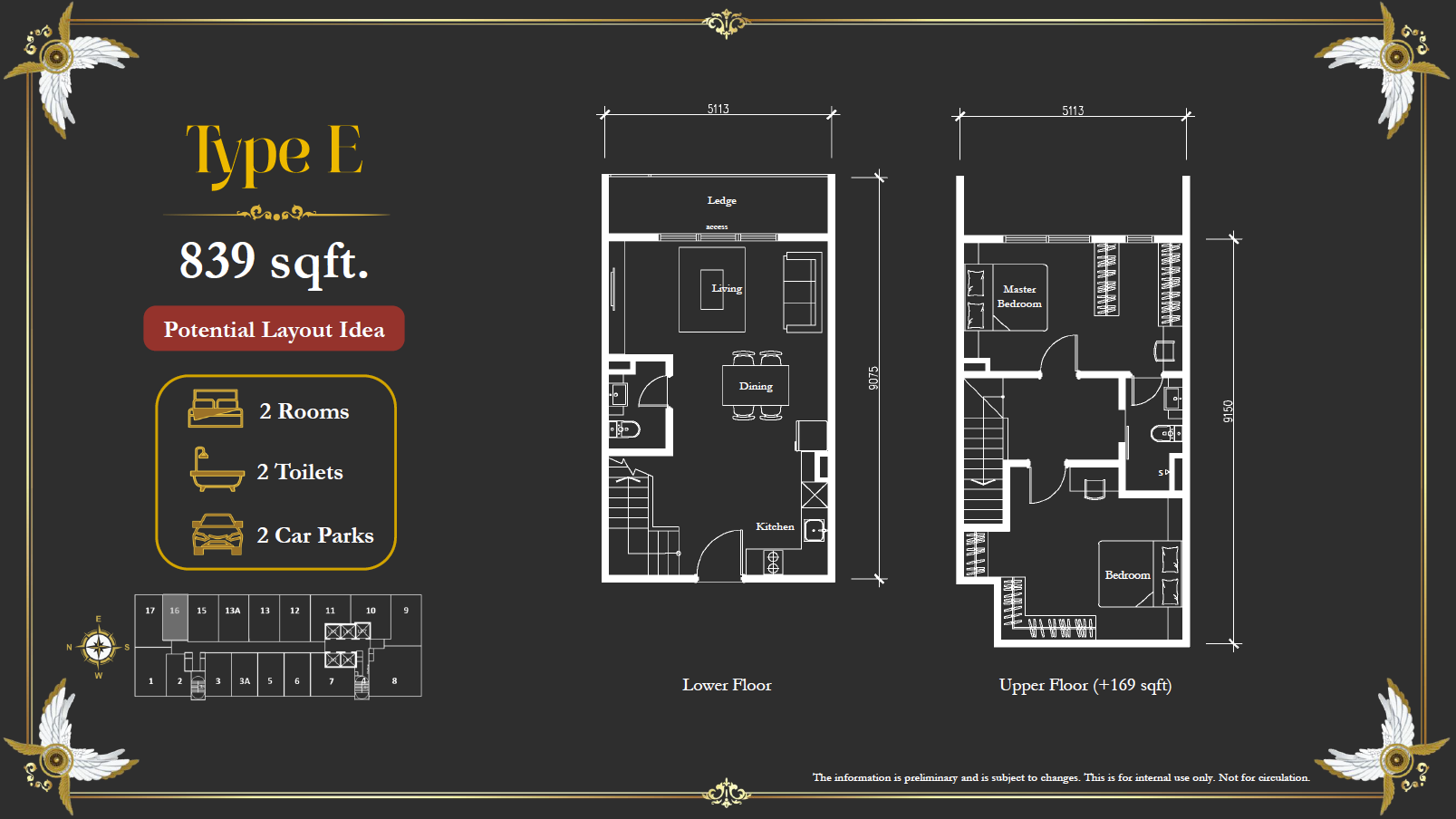 Arte Solaris Type E · 839 sf (Furnished Layout Idea) floor plan