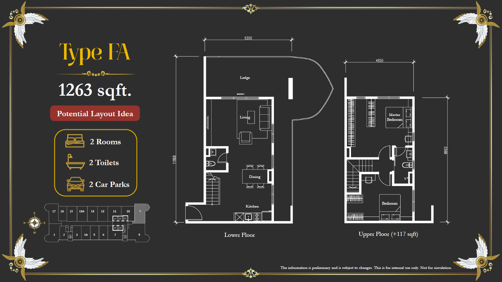 Arte Solaris Type FA · 1,263 sf (Furnished Layout Idea) floor plan
