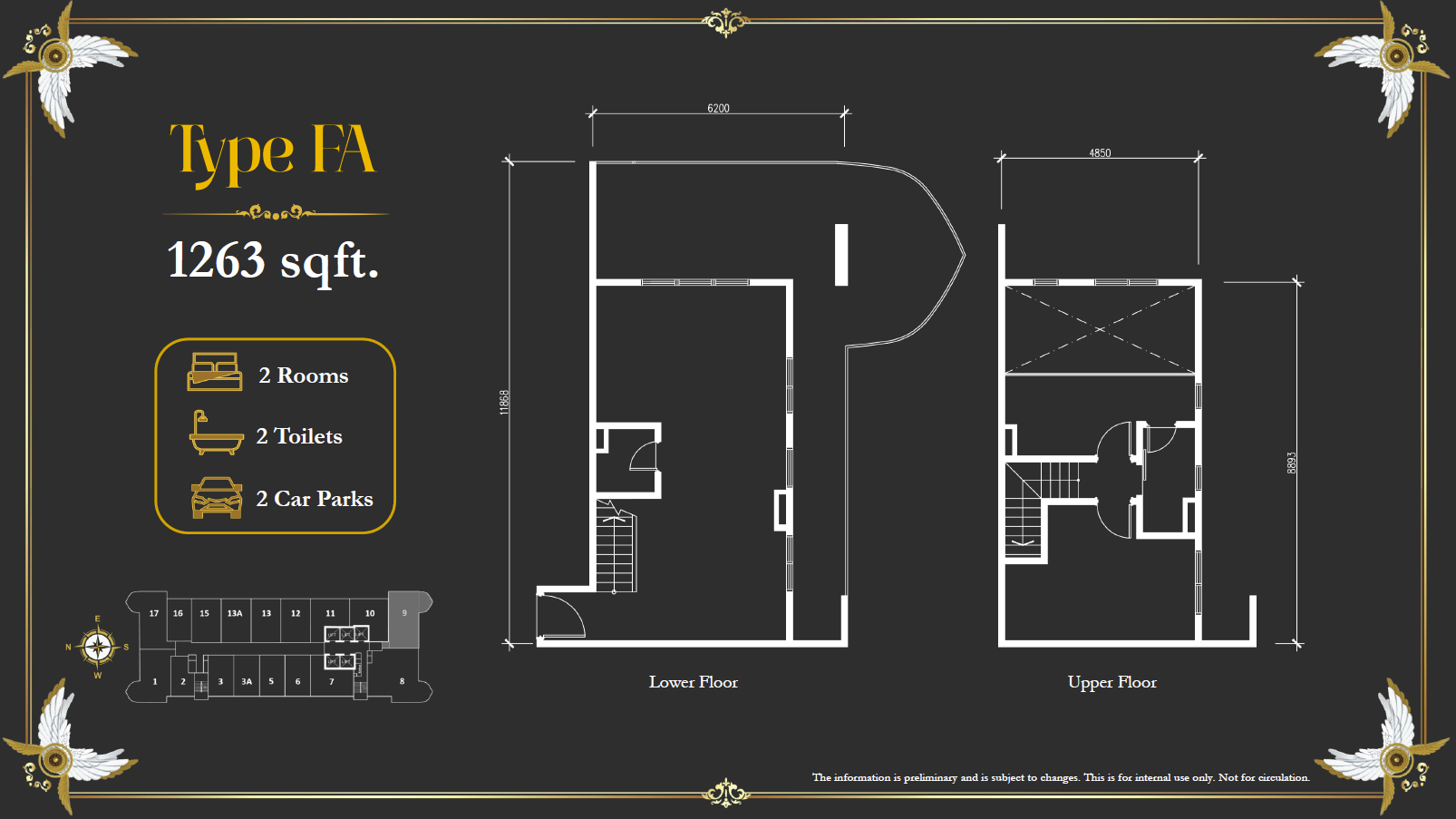 Arte Solaris Type FA · 1,263 sf floor plan