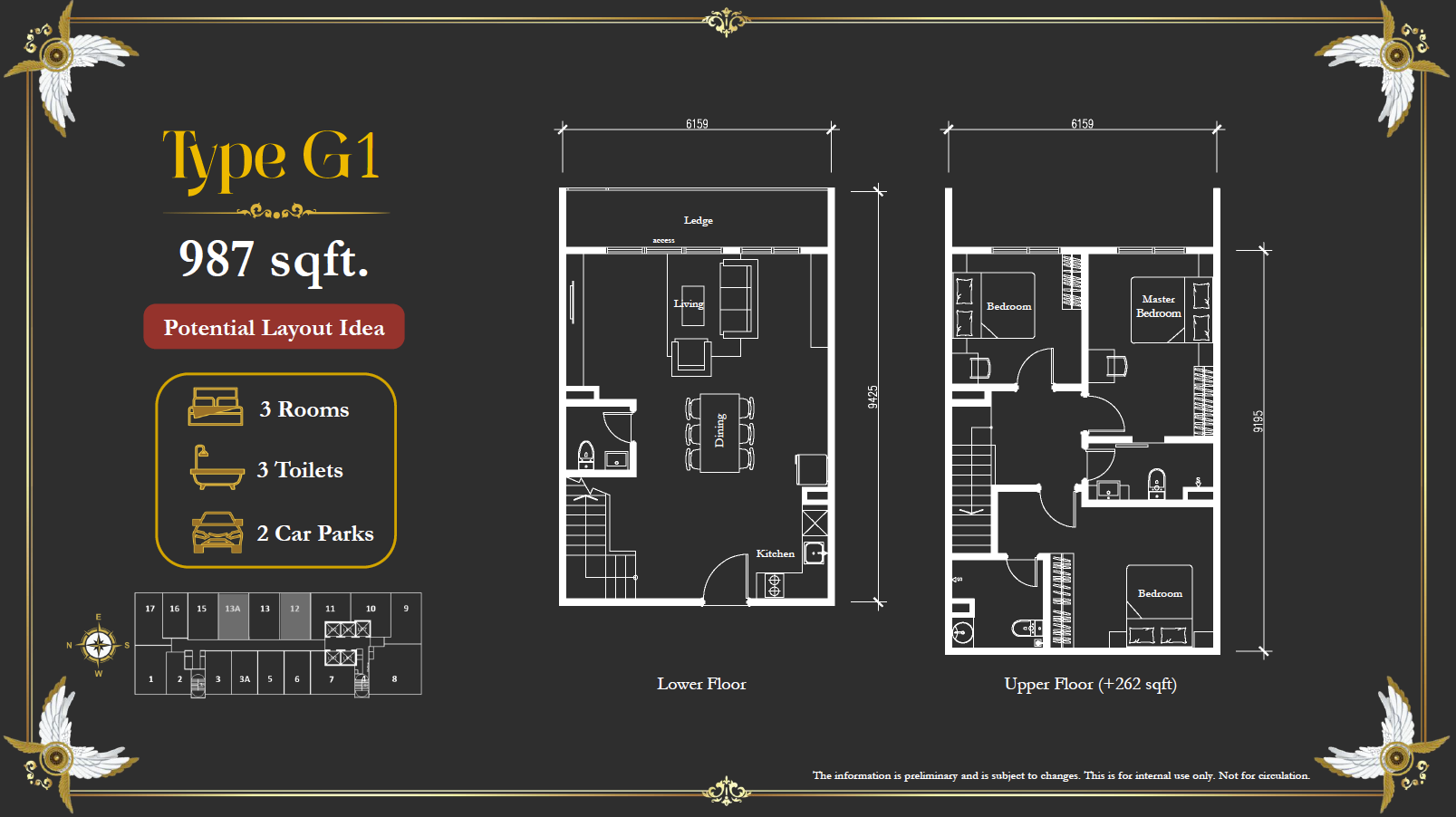 Arte Solaris Type G1 · 987 sf (Furnished Layout Idea 1) floor plan