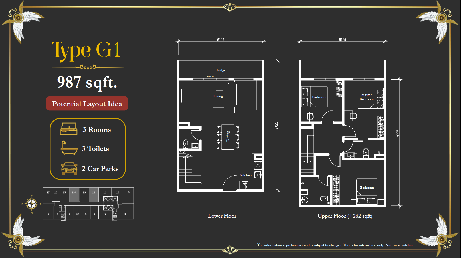 Arte Solaris Type G1 · 987 sf (Furnished Layout Idea 2) floor plan