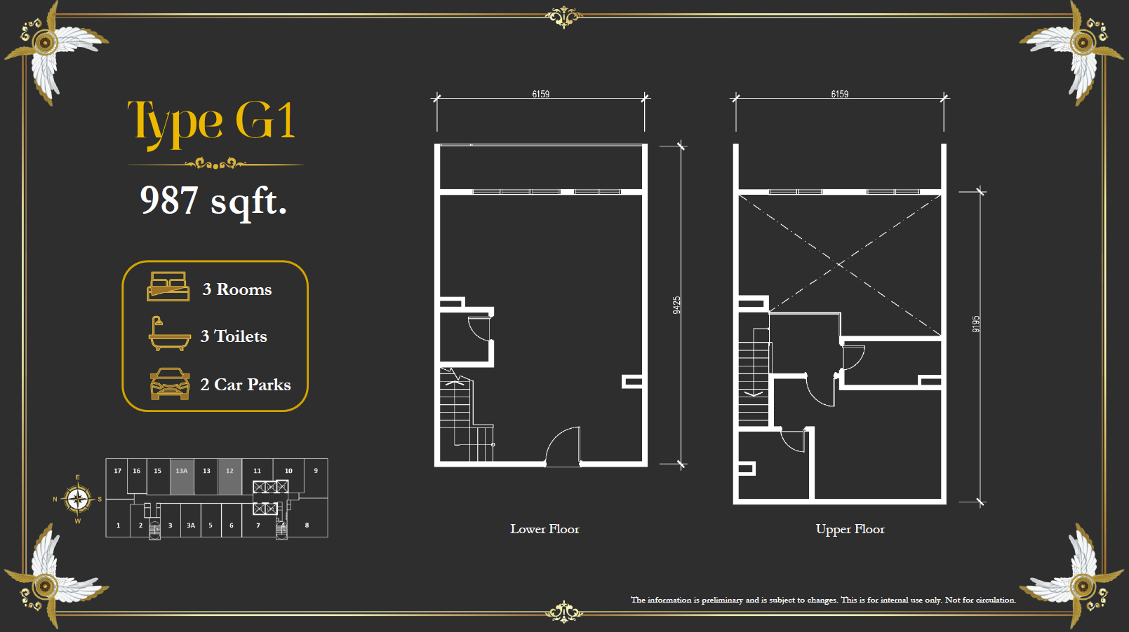 Arte Solaris Type G1 · 987 sf floor plan