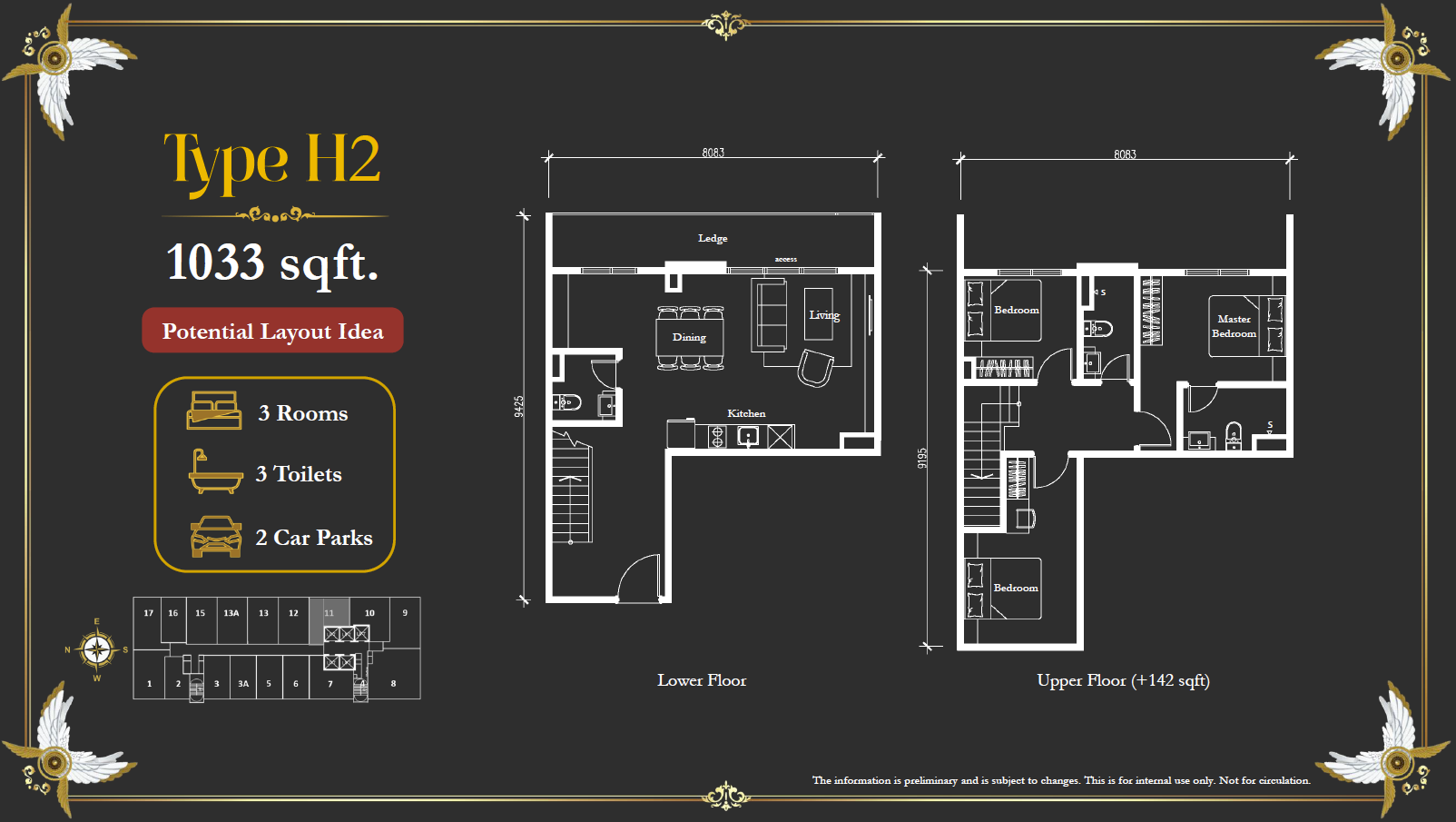Arte Solaris Type H2 · 1,033 sf (Furnished Layout Idea) floor plan