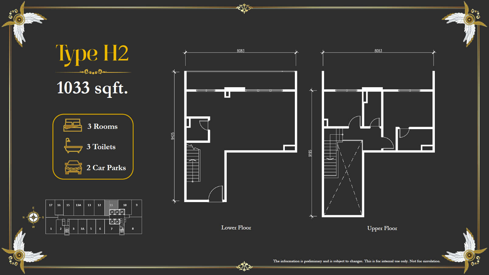 Arte Solaris Type H2 · 1,033 sf floor plan