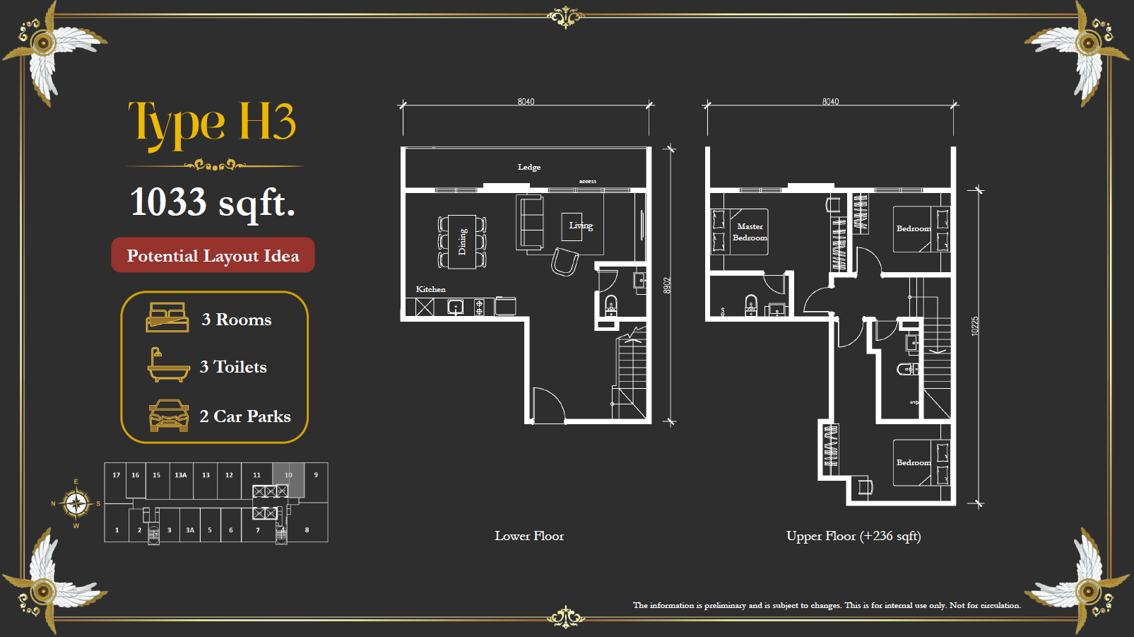 Arte Solaris Type H3 · 1,033 sf (Furnished Layout Idea) floor plan
