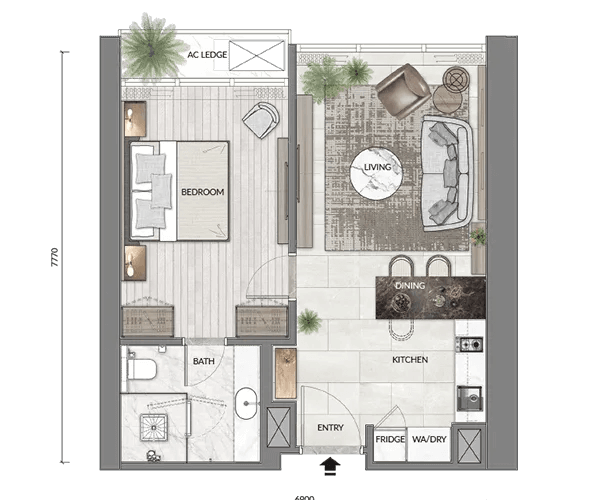 CORE Residence @ TRX Type A1 · 624 sf floor plan