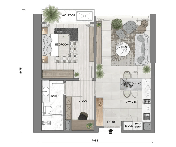 CORE Residence @ TRX Type A2 · 688 sf floor plan