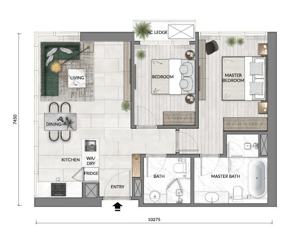 CORE Residence @ TRX Type B2 · 839 sf floor plan