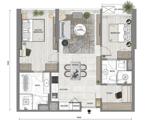 CORE Residence @ TRX Type B3 · 925 sf floor plan