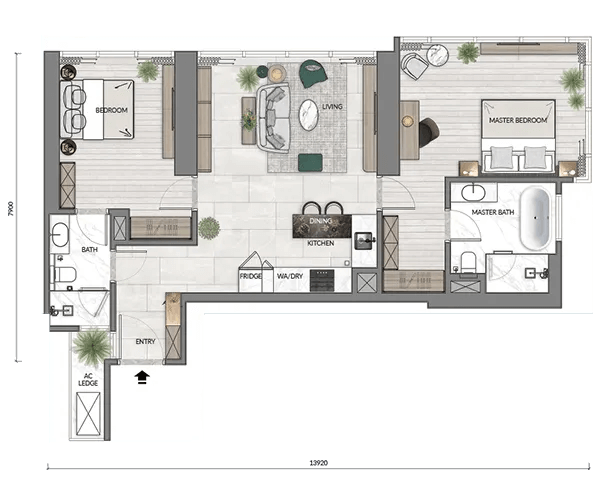CORE Residence @ TRX Type B4 · 1,011 sf floor plan