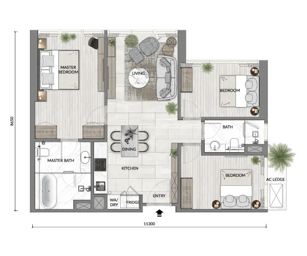 CORE Residence @ TRX Type C1 · 1,022 sf floor plan