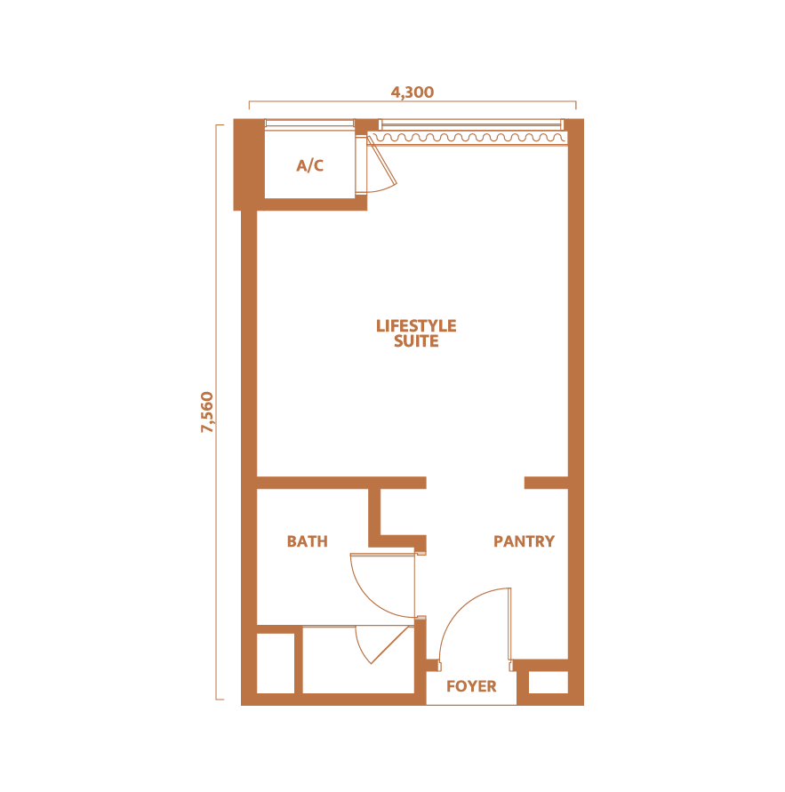 Dawn KLCC Type A · 350 sf floor plan