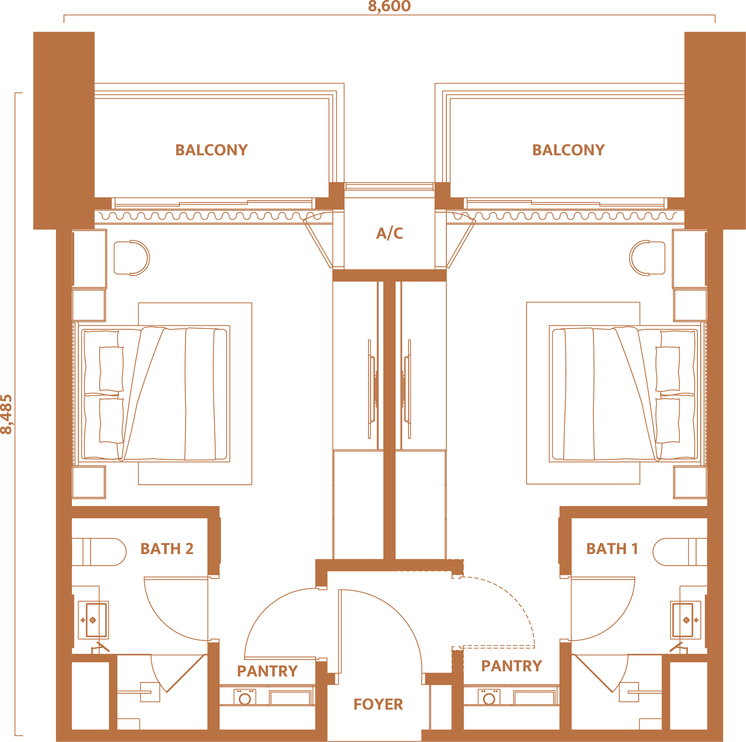 Dawn KLCC Type C · 762 sf Dual Key floor plan