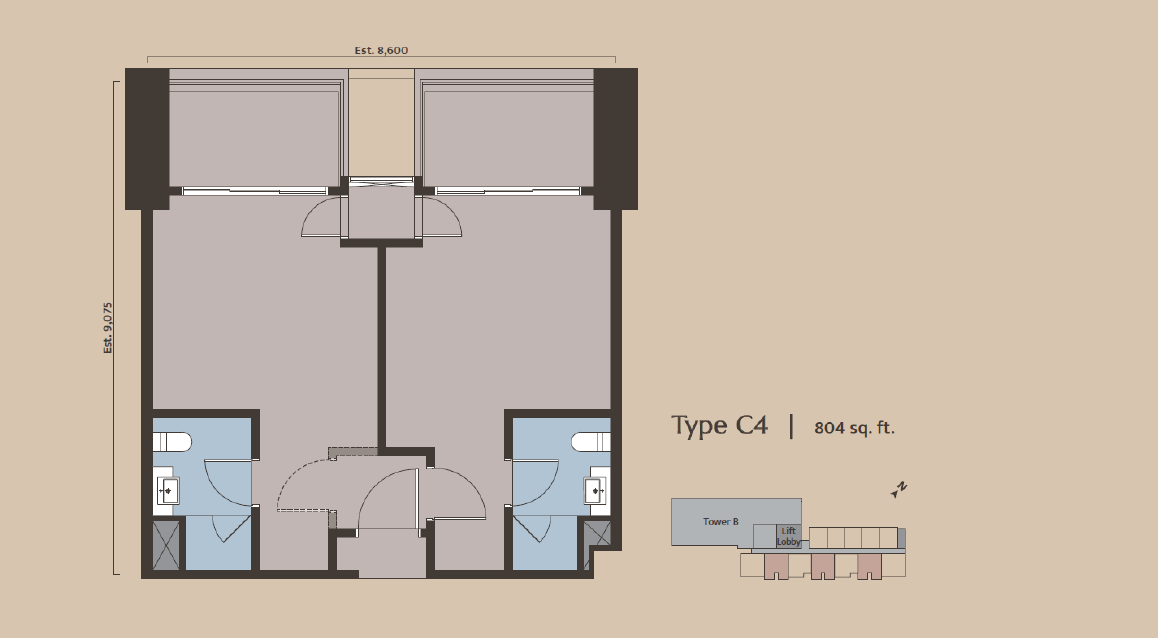 Dawn KLCC Type C4 · 804 sf floor plan