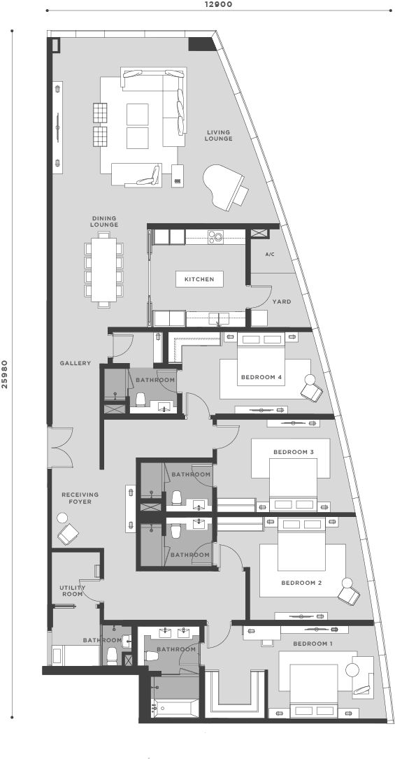 Eaton Residences Type P4 · 2,831 sf · Penthouse floor plan