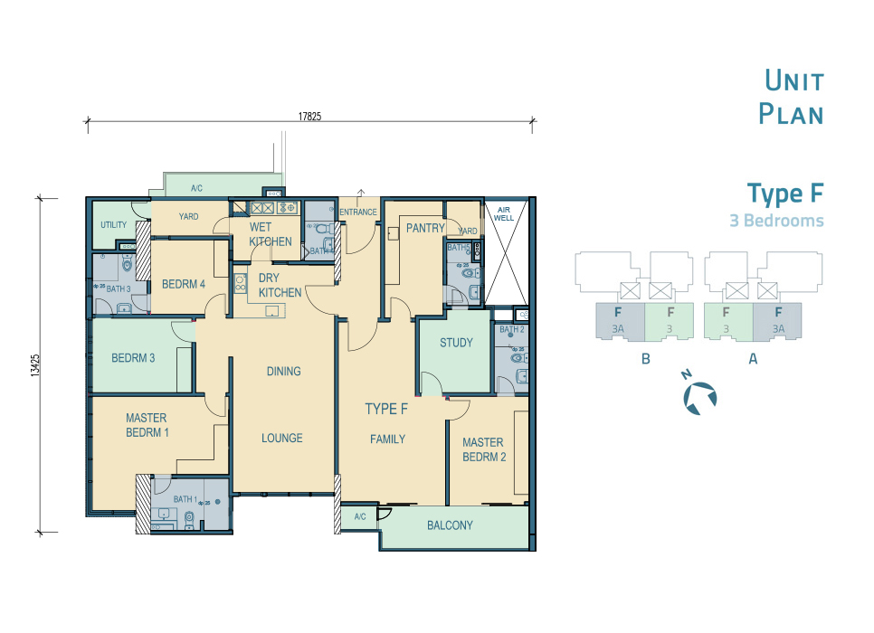 KL Trillion Type F · 3 Bedrooms floor plan