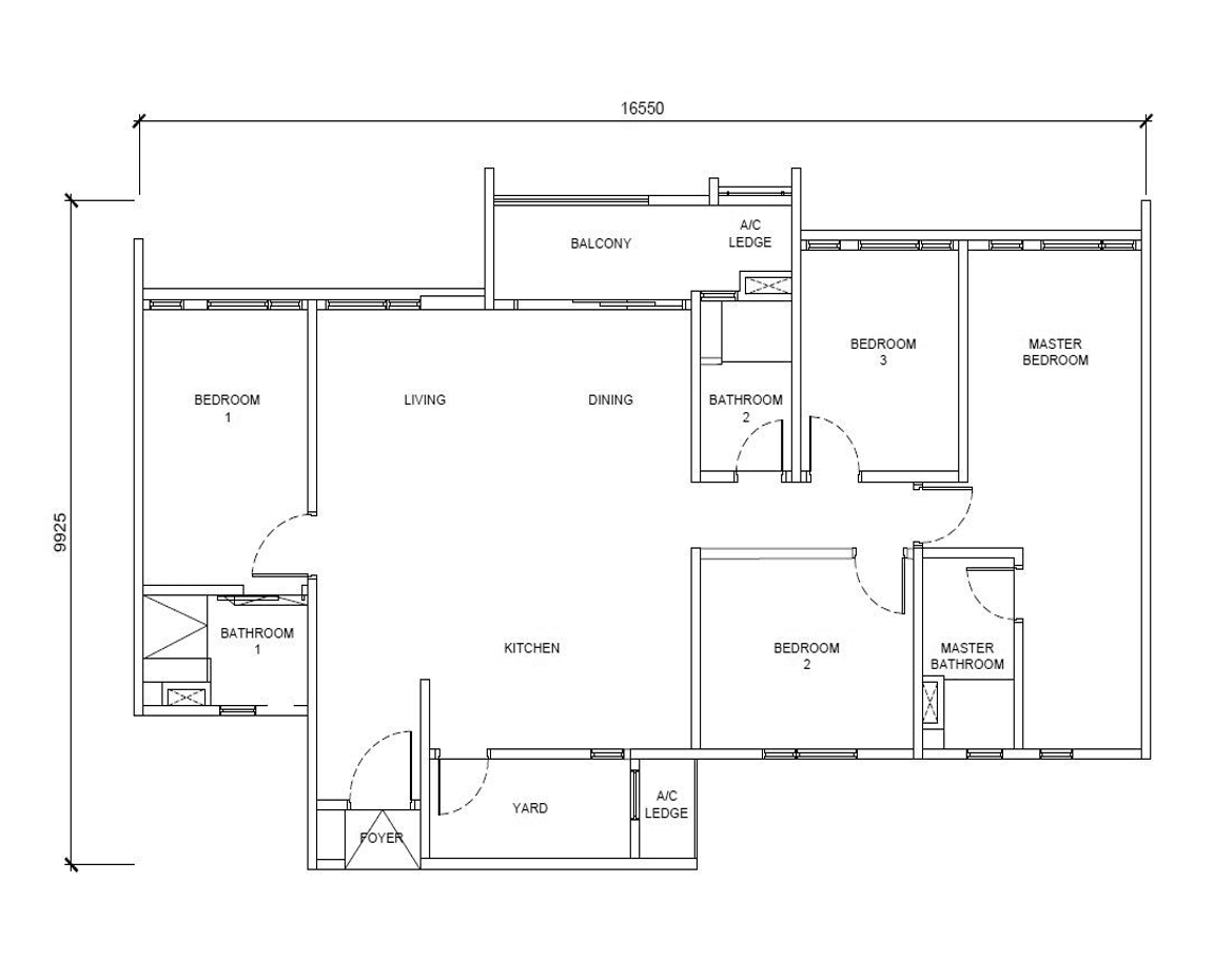 The Queenswoodz Type D · 4 Bedrooms · 1,410 sf floor plan