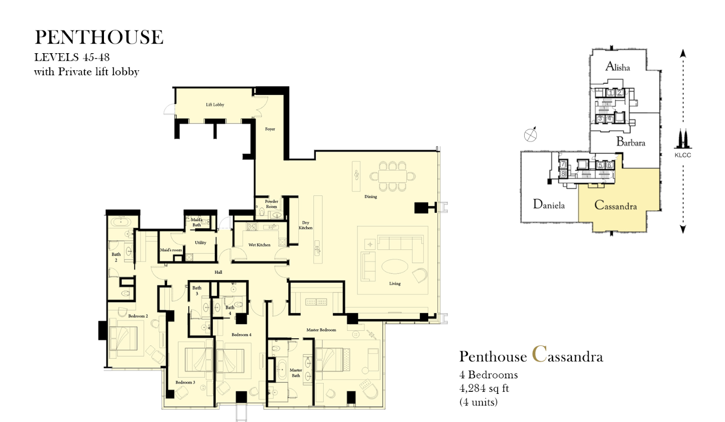 The Ritz-Carlton Residences Penthouse Cassandra · 4,284 sf floor plan