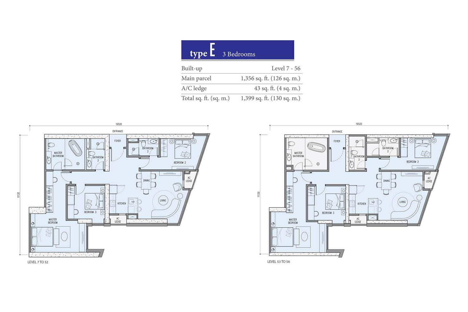 Star Residences KLCC Tower 2 Type E · 1,399 sf floor plan