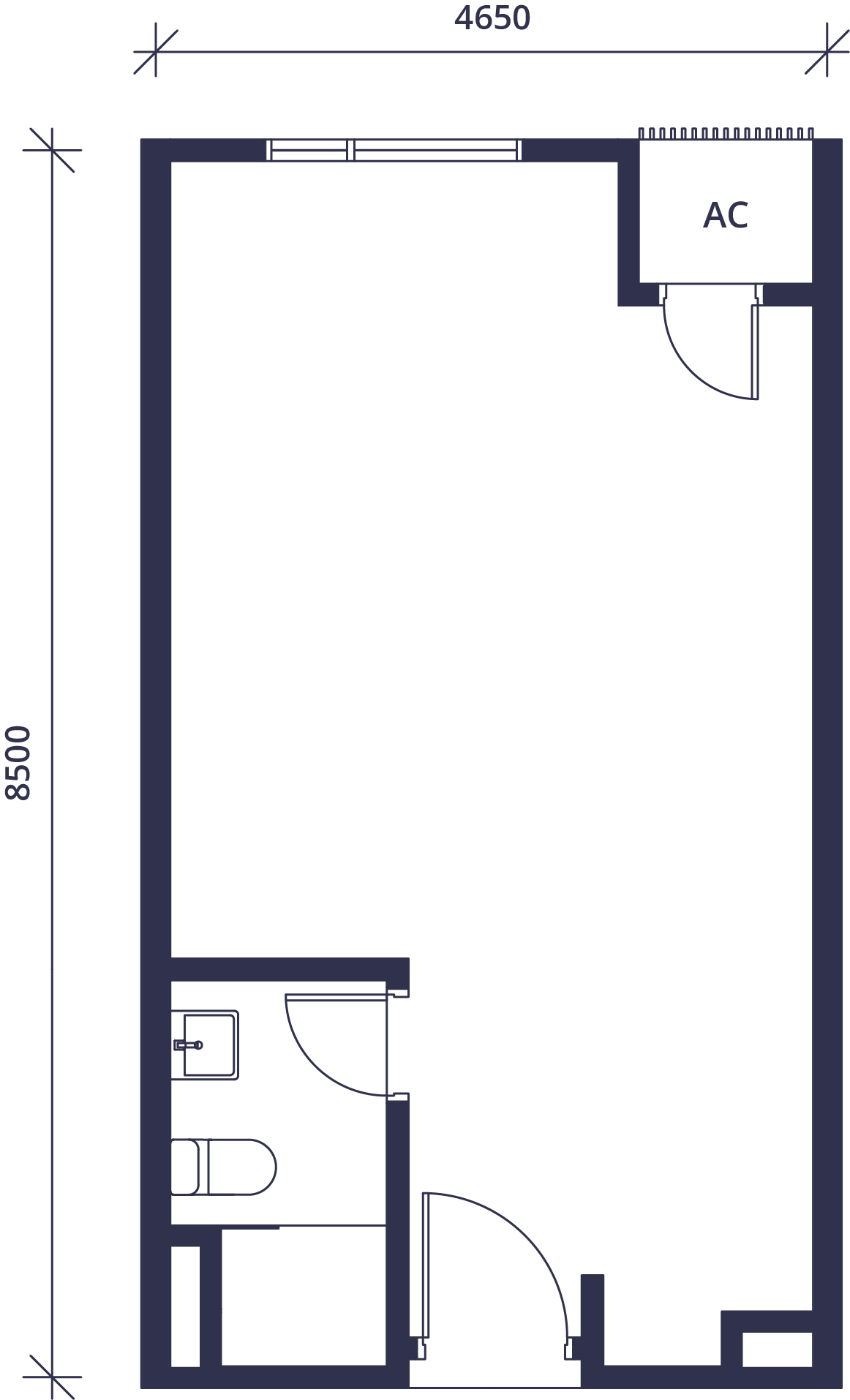 Sutera Suites Type A · 425 sf · 1 Bed floor plan