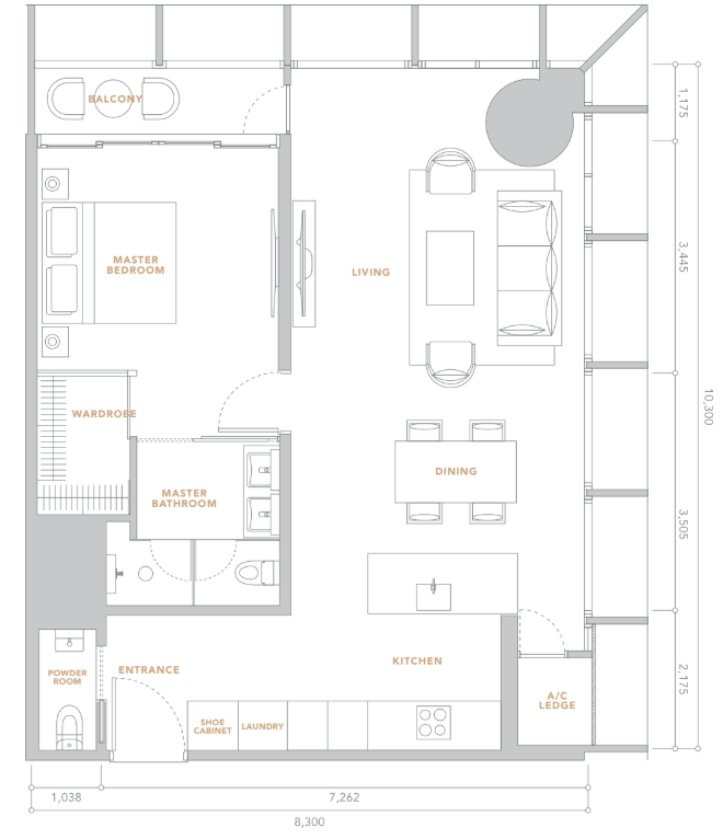 The Conlay 1 Bedroom · 8.30m × 10.30m floor plan