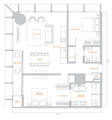The Conlay 2 Bedroom · Type C · 10.24m × 11.87m floor plan